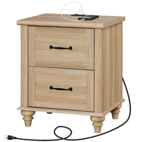 FITUEYES Rustic/Lodge Storage Medium Density Fiberboard Rectangle End Table, Oak