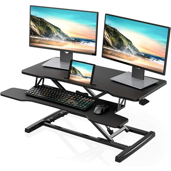 FITUEYES SD309101WB Wide Height Adjustable Standing Desk Converter for Dual Monitors