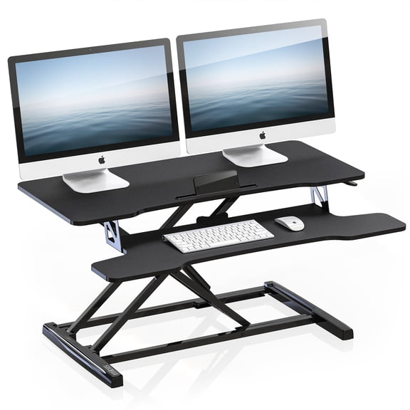 FITUEYES Standing Desk Converter 36inch Stand Up Desk Tabletop Workstation for Dual Monitor Riser SD309101WB-T