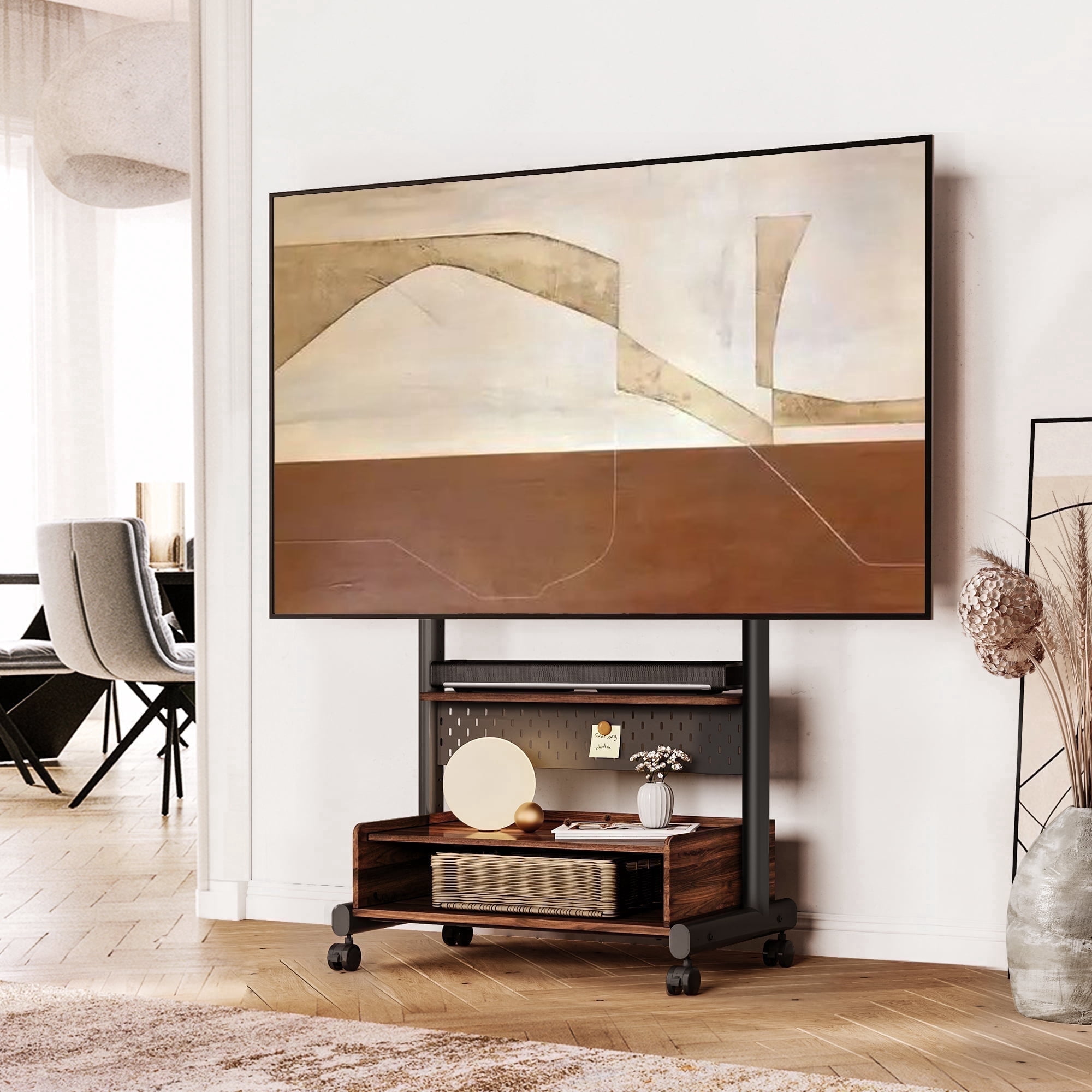FITUEYES Sturdy Rolling Floor TV Stand Mount for 40-85 Inch,Height Adjustable