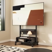 FITUEYES Sturdy Rolling Floor TV Stand Mount for 40-85 inch,Height Adjustable,Black