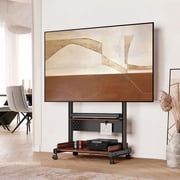 FITUEYES Sturdy Rolling TV Stand Mount for 40-85 inch TVs,Height Rdjustable,Walnut