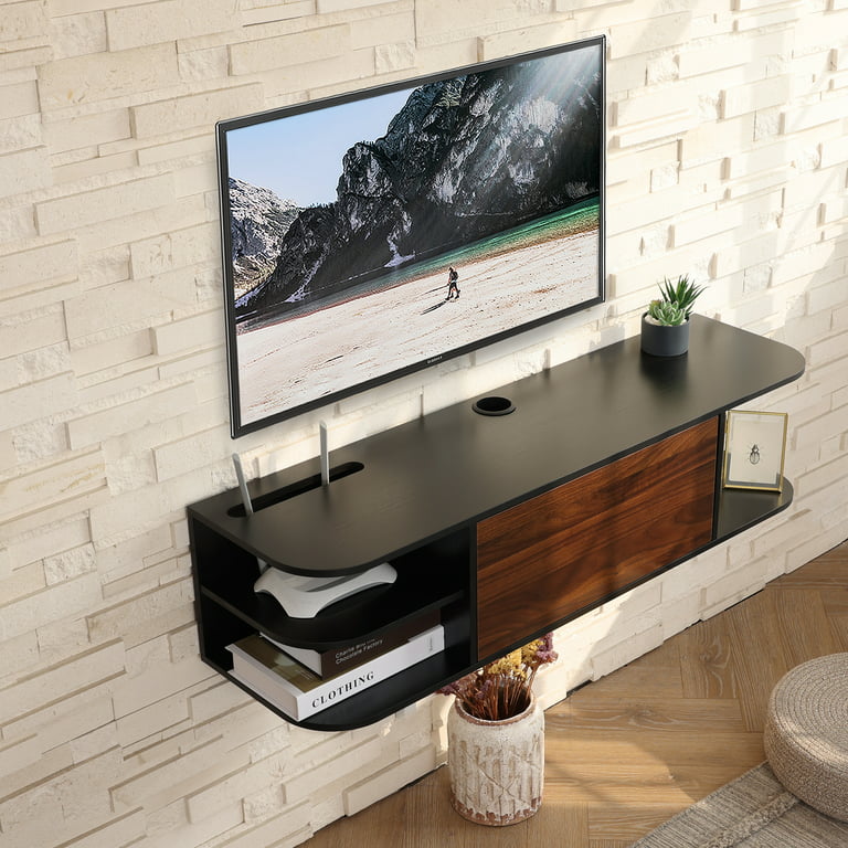 Mappe spil styrte FITUEYES TV Shelf, Wall Mounted Media Entertainment Center TV Stand for PS4/Xbox  One/Cable Box/DVD Players/Game Console 43.3 inch (Vintage Brown) -  Walmart.com