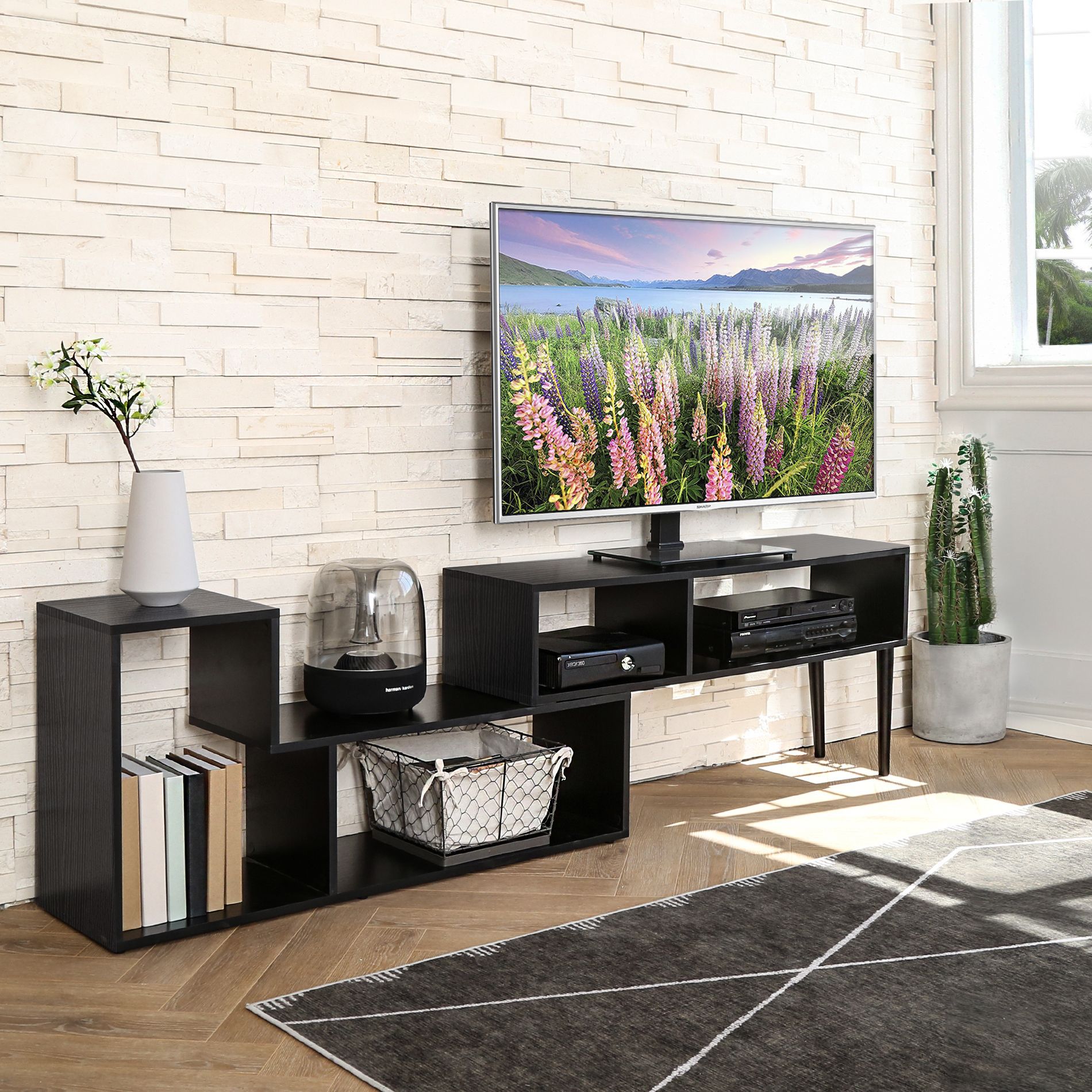 FITUEYES TV Stand, Entertainment Center,TV Console, Office Table Mid-Century Modern TV Stand for Flat Screen TV Cable Box Gaming Consoles, in Living Room Entertainment Room Office TS213601WB - image 1 of 7