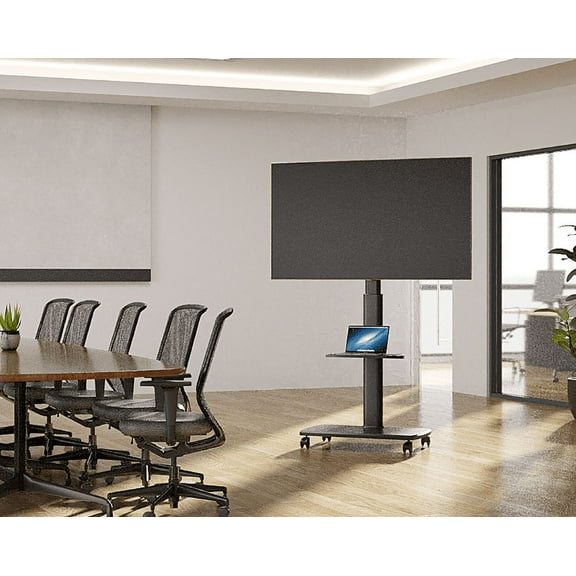 FITUEYES TV Stand with Laptop Stand and Wheels for TVs up to 65", Black