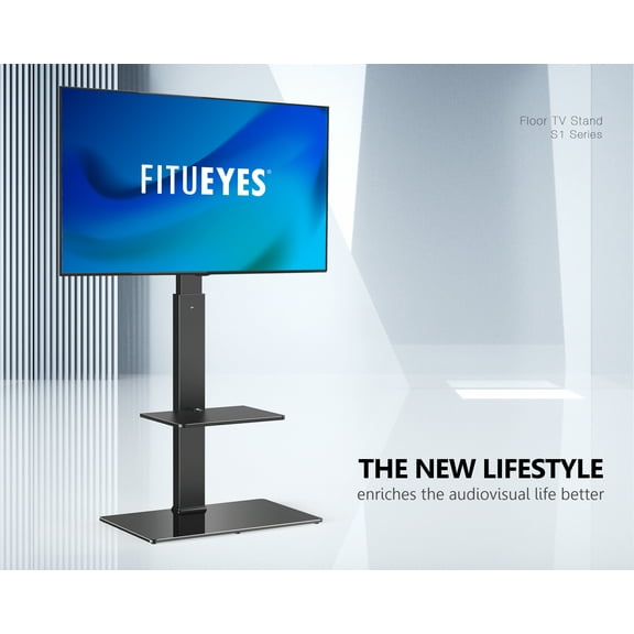 FITUEYES TV Stand with Swivel Mount for TVs up to 65", Black