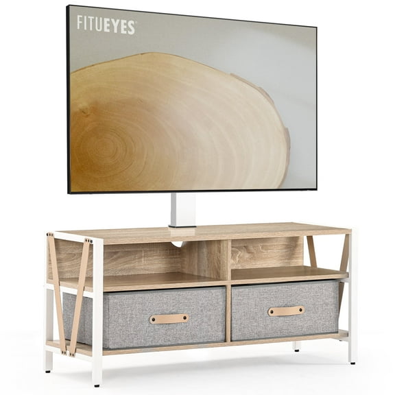 FITUEYES Television Stands with Storage for 37-75 Inch TVSCable Management, Removable Fabric Drawers, VESA 400x600mm