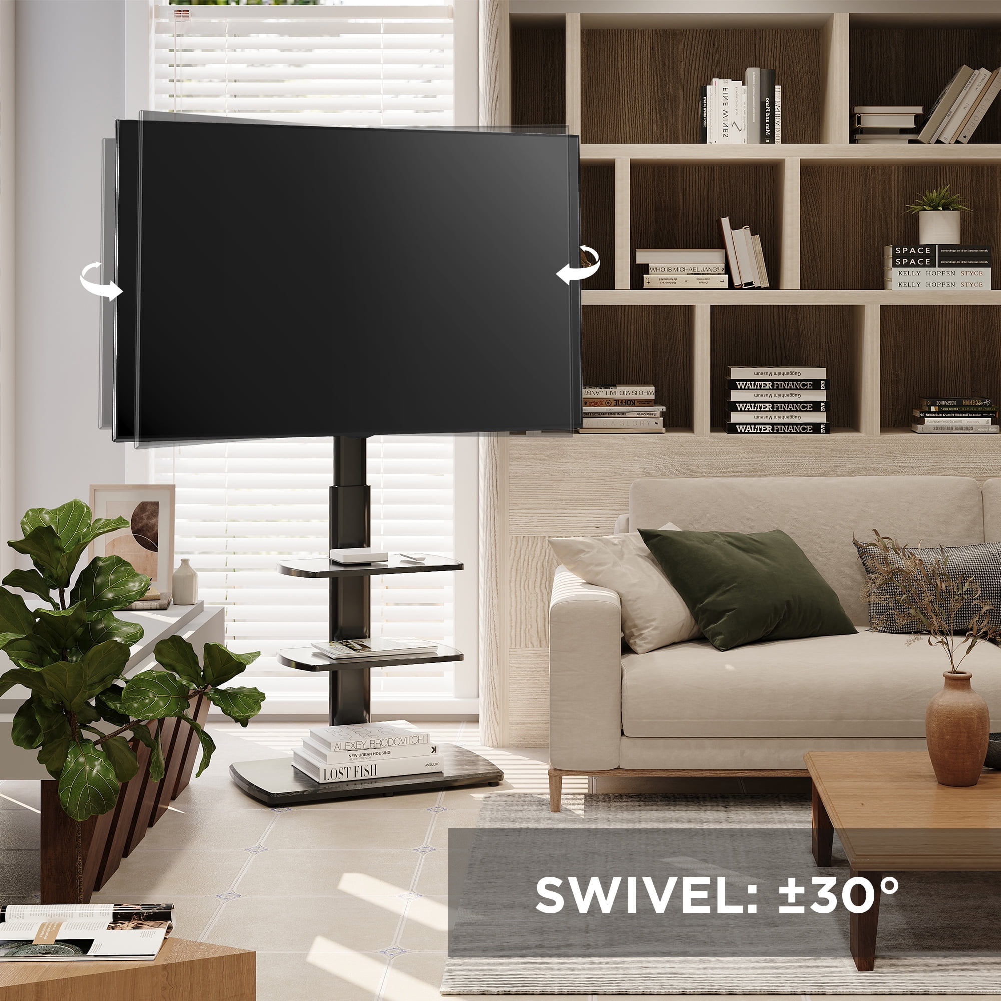 FITUEYES Universal Corner TV Stand, Swivel Bracket Mount for 3270 Inch TVs, Adjustable Height