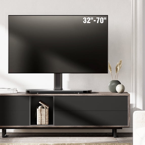 FITUEYES Universal Swivel Tabletop TV Stand Base for 32 to 70 inch Flat Panel/ Curved Screen, Holds up to110 lbs, Height Adjustable