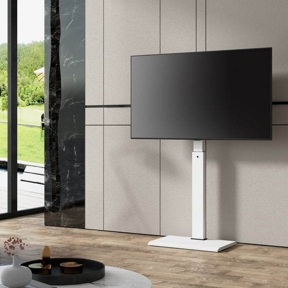 FITUEYES Universal White TV Stand with Mount, Pure Metal TV Mount for 23inches - 55 inches LCD LTD Flat Screen TVs