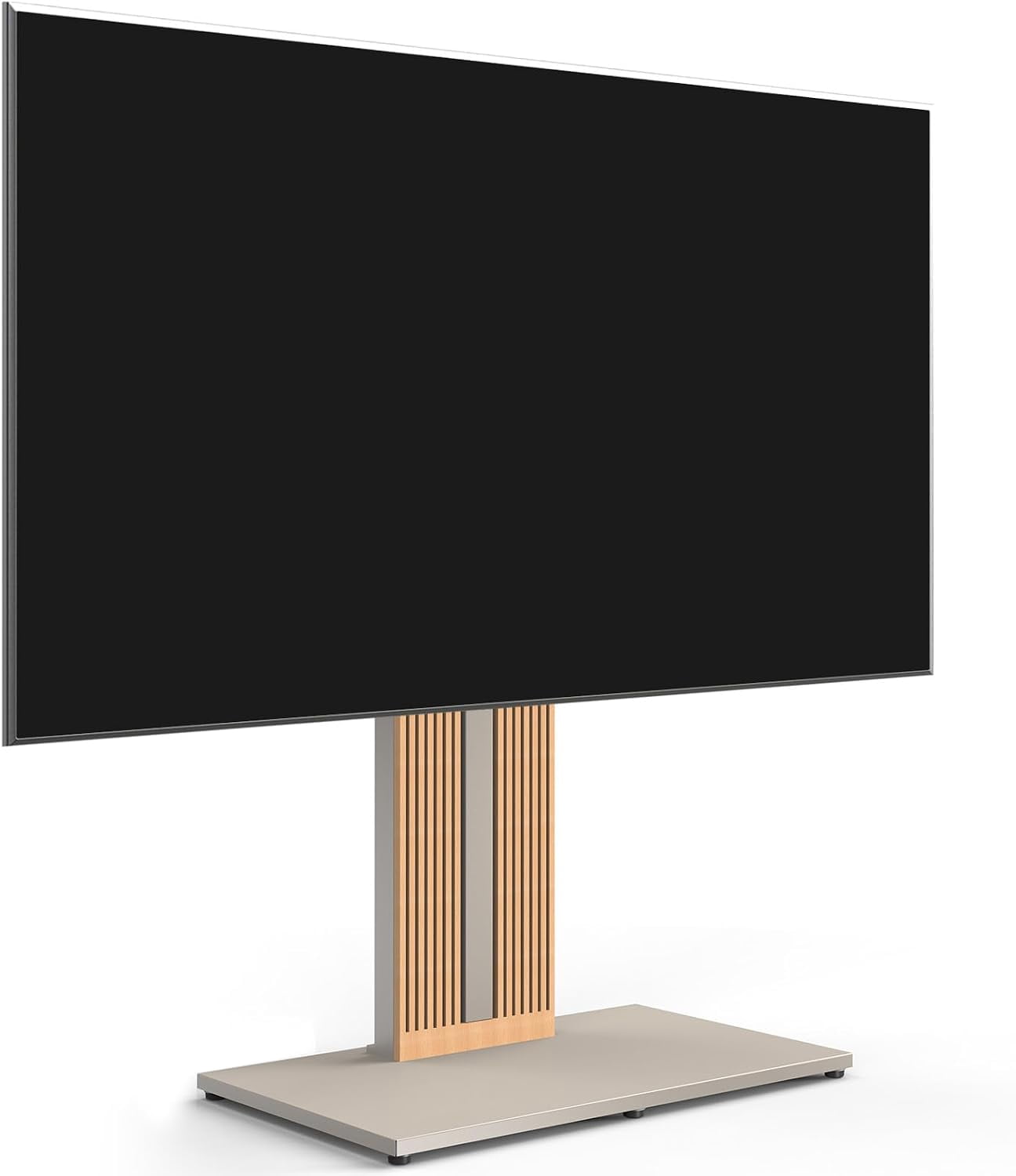 FITUEYES Zen Series Floor TV Stand for 55–88 Inch TVs, Gray & Light Wood, Hidden Storage