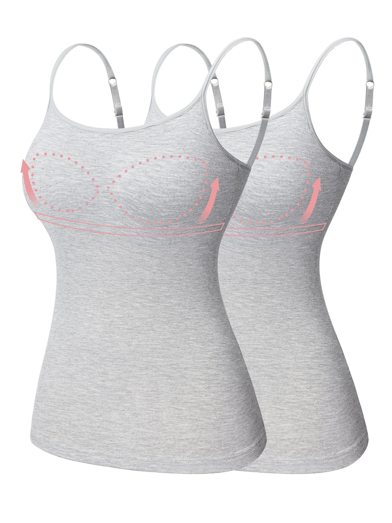 FITVALEN Camisole with Built in Bra for Women Basic Tank Tops Spaghetti