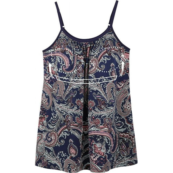 FITVALEN Camisole with Built in Bra for Women Plus Size Casual Loose Tank Tops Flowy Cami with Adjustable Straps (S-4XL)