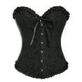 thumbnail image 1 of FITVALEN Corset Top Bustier Women's Overbust Satin Floral Lace up Trim Plus Size Bodyshaper, 1 of 7