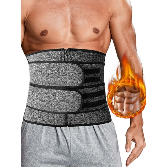 FITVALEN Men Sauna Suit Sweat Belt Hot Neoprene Body Shaper Waist Trainer Zipper Corset Girdle Workout GYM