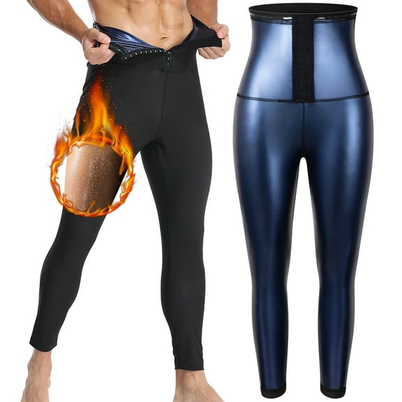 FITVALEN Men Thermo Sauna Pants Sweat Leggings Waist Trainer Slimming Workout Fitness Compression Body Shaper