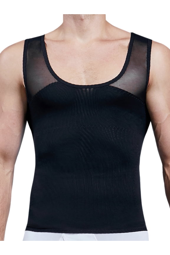 Men's Compression Shirt to Hide Gynecomastia Moobs Chest Slimming Body Shaper Undershirt