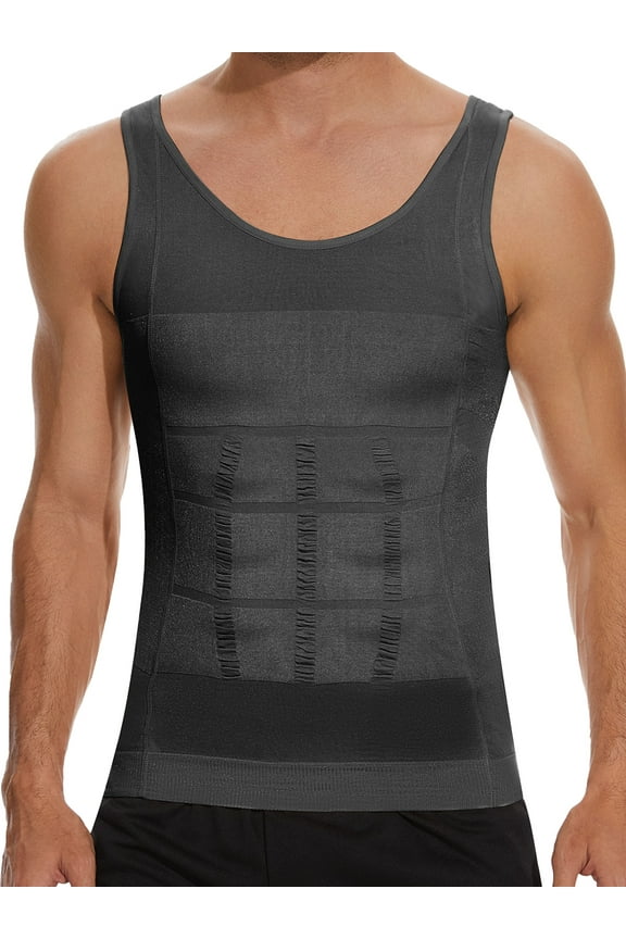 Mens Compression Shirt Slimming Body Shaper Gynecomastia Vest Workout Tank Tops Abs Abdomen Undershirts