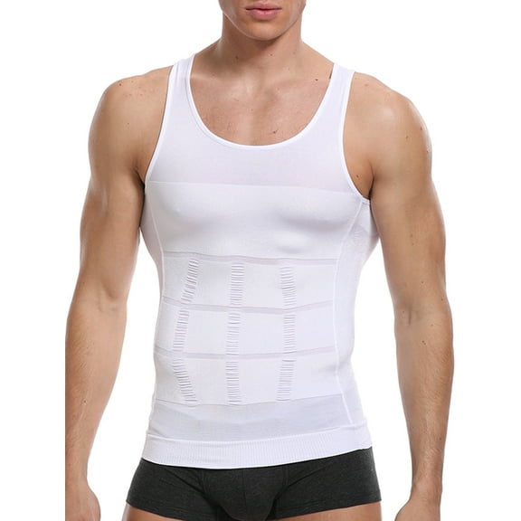FITVALEN Mens Slimming Body Shaper Waist Trainer Gym Vest Abs Abdomen Slim Tank Top Compression Workout Shirt