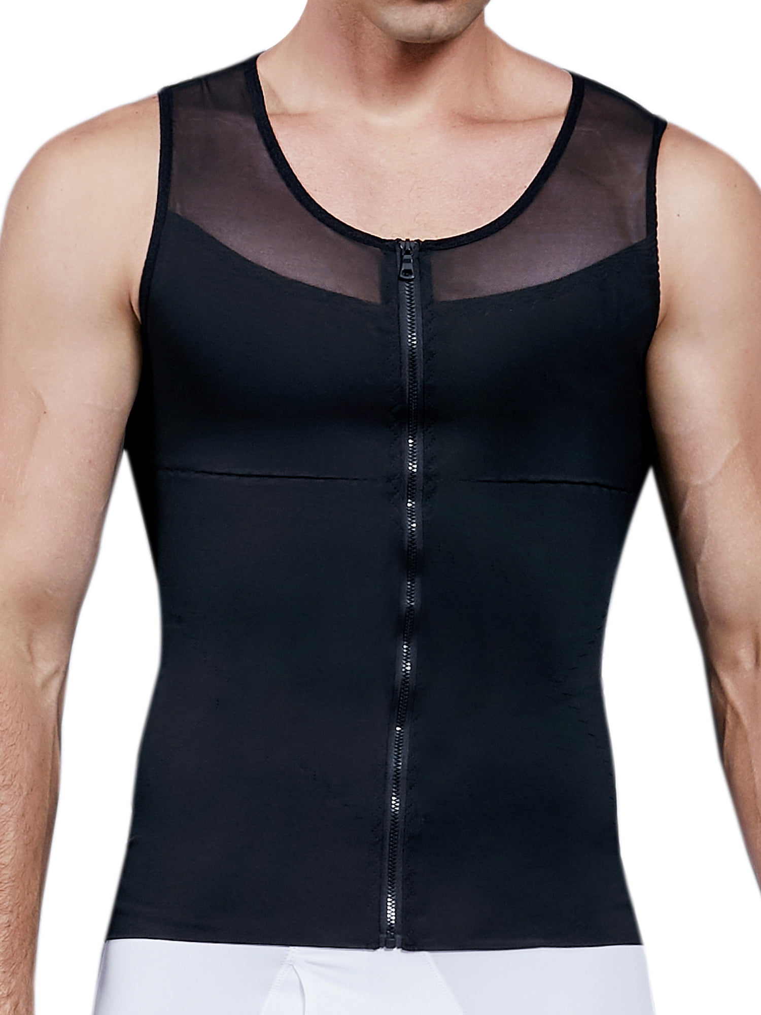 FITVALEN Mens Slimming Body Shaper with Zipper Compression Shirt ...