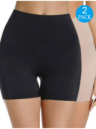  Seamless Shaping Boyshorts Panties For Women Slip Shorts  Under Dress Tummy Control Shapewear Underwear #8 Black-2Pack XL
