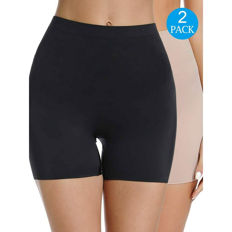 FITVALEN Seamless Shaping Boyshorts Panties for Women Tummy Control  Shapewear Under Dress Slip Shorts Underwear 2-Pack 