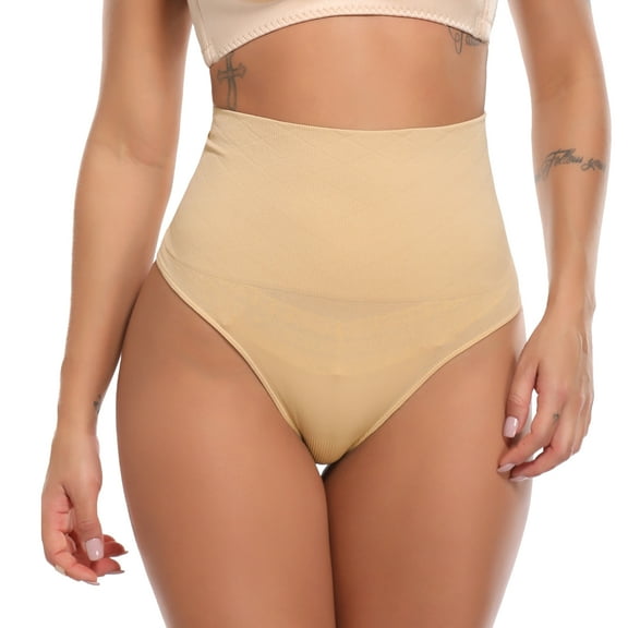 FITVALEN Sexy Thong Panty Seamless Basic Every-Day Tummy Control Shapewear Slimmer Waist Cincher Girdle Body Shaper Brief