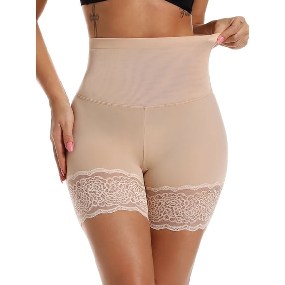 FITVALEN Slip Shorts for Under Dresses Women Elastic Anti Chafing Thigh Bands Underwear Lace Panty Smooth Breathable Shorts