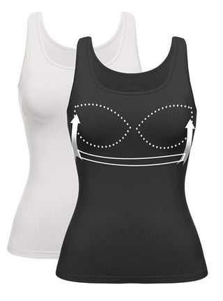 Women's Cami with Built-in Bra Adjustable Strap, Sleeveless Tank