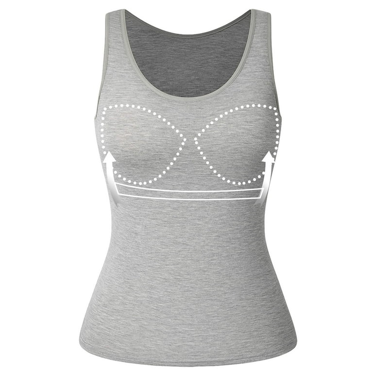 FITVALEN Tank Tops for Women Basic Camisole with Built in Bra