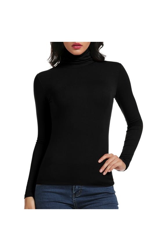 Turtleneck for Women Long Sleeve Women's Shirt Lightweight Basic Stretch Layer Top