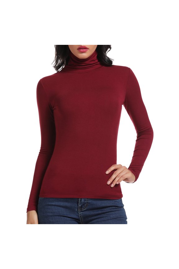 Turtleneck for Women Long Sleeve Women's Shirt Lightweight Basic Stretch Layer Top