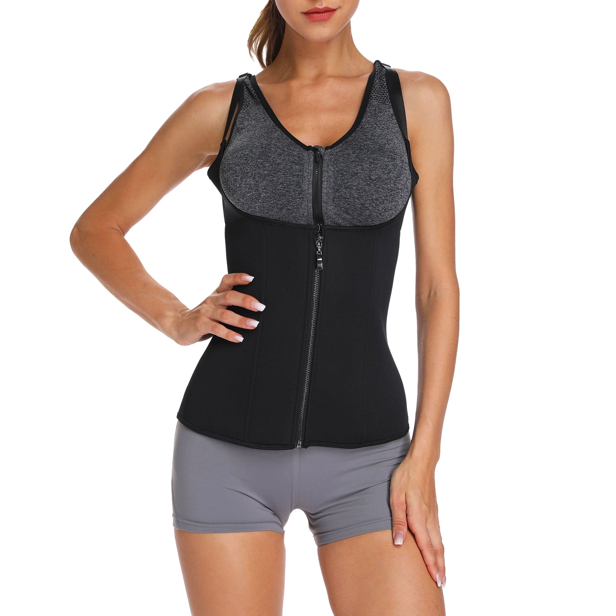 FITVALEN Waist Trainer Vest for Women Zipper Corset Body Shaper 