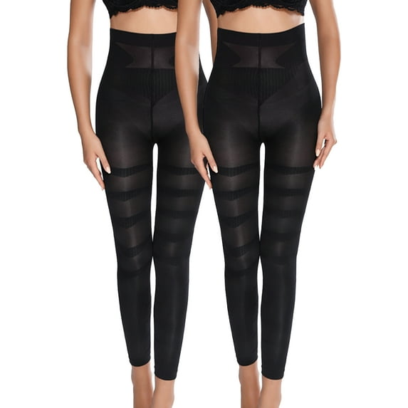 FITVALEN Women Anti Cellulite Compression Leggings Body Shaper High Waist Tummy Control Thigh Sculpting Slimmer Shapewear 2-PACK