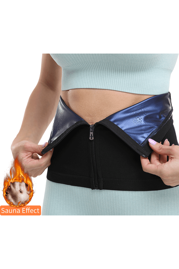 Women Sauna Shaper Waist Trimmer Sweat Waist Trainer Sauna Belt Slimming Belt with Zipper