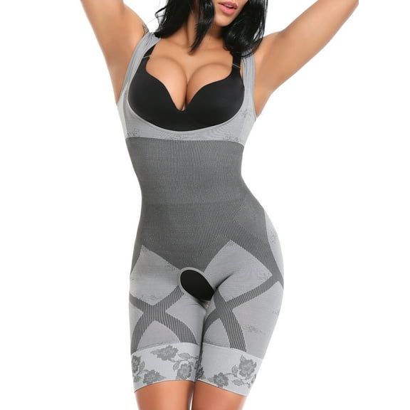 FITVALEN Women Seamless Mid Thigh Shapewear Waist Trainer Tummy Control Full Bodysuit