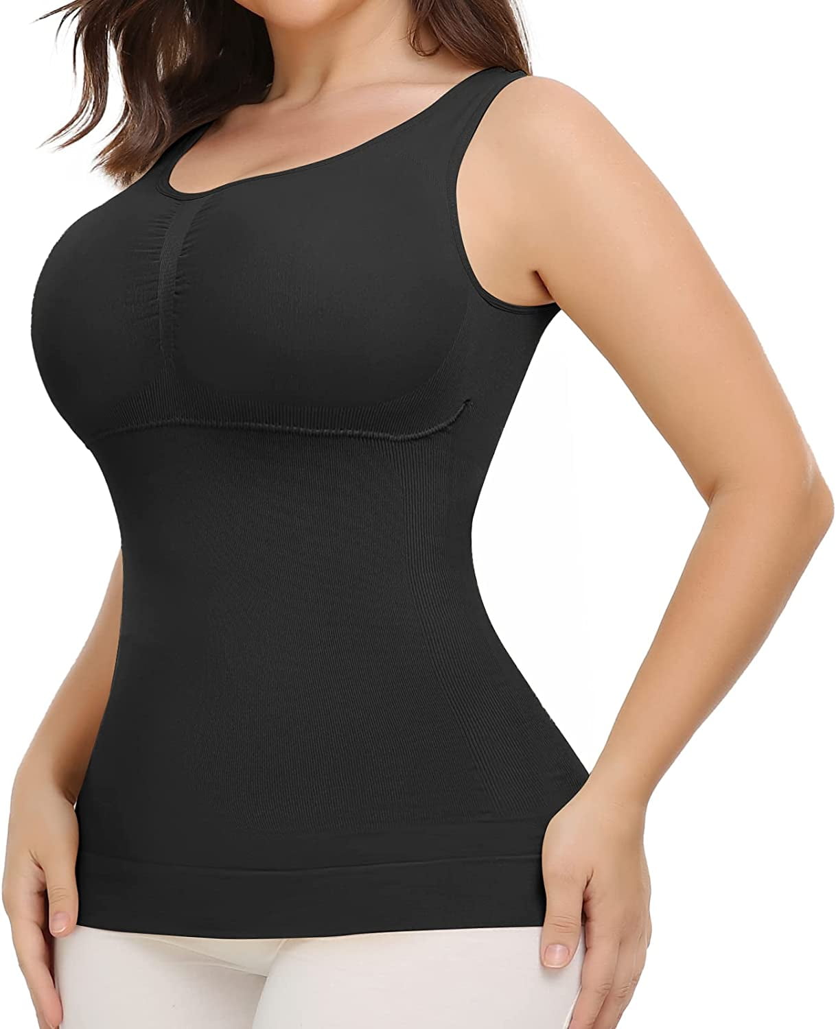Fitvalen Women Shaper Cami With Built In Bra Shapewear Tank Top Tummy Control Camisole Slimming