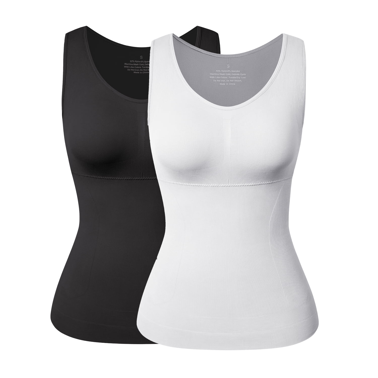 FITVALEN Women Shaper Camisole with Built in Bra Shapewear Tank Top Tummy  Control Camisole Slimming Compression Undershirt 