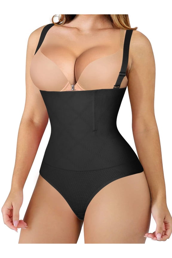 Women Thong Bodysuit Shapewear Tummy Control Panty Faja Open Bust Body Shaper