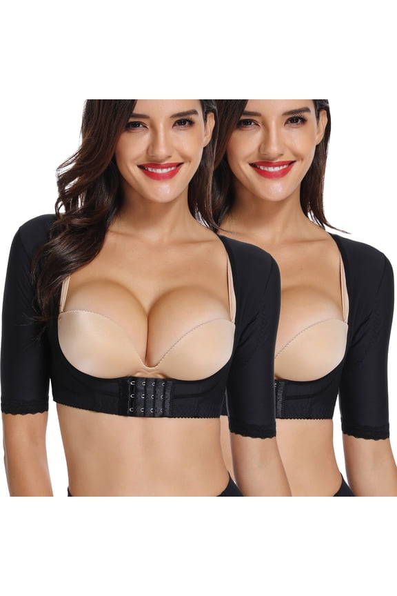 Women's Arm Compression Sleeves Upper Shapers Slimmer Post Surgery Liposuction Posture Corrector Shapewear Tops 2 Pack