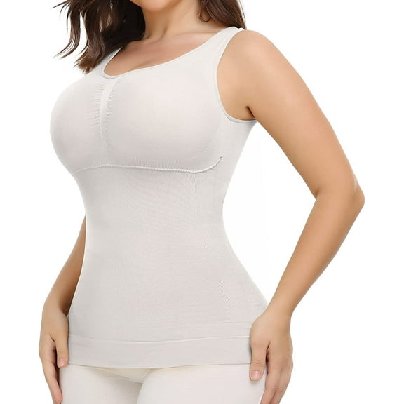 FITVALEN Women's Camisole with Built in Bra Shapewear Tank Top Cami Slimming Compression Undershirt
