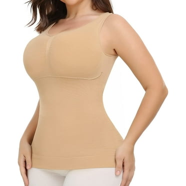 FITVALEN Women's Camisole with Built in Bra Shapewear Tank Top Cami Slimming Compression Undershirt