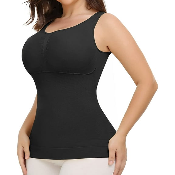 FITVALEN Women's Camisole with Built in Bra Shapewear Tank Top Cami Slimming Compression Undershirt