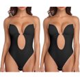 thumbnail image 1 of FITVALEN Women's Deep V Backless U Plunge Bodysuit Adjustable Straps Thong Full Body Shapewear Underwear, 1 of 5