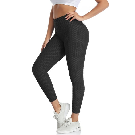 FITVALEN Women's High Waist Runched Butt Fitness Textured Yoga Pants Workout Sports Leggings