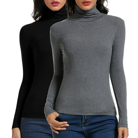 FITVALEN Turtleneck for Women Long Sleeve Women's Shirt Lightweight Basic Stretch Layer Top