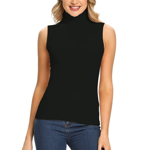 FITVALEN Women's Mock Turtleneck Tank Tops Sleeveless Stretch Slim Fit Top Base Layer Shirt