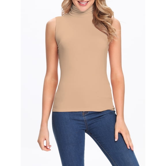 FITVALEN Women's Mock Turtleneck Tank Tops Sleeveless Stretch Slim Fit Top Base Layer Shirt