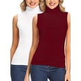 thumbnail image 1 of FITVALEN Women's Mock Turtleneck Tank Tops Sleeveless Stretch Slim Fit Top Base Layer Shirt, 1 of 7