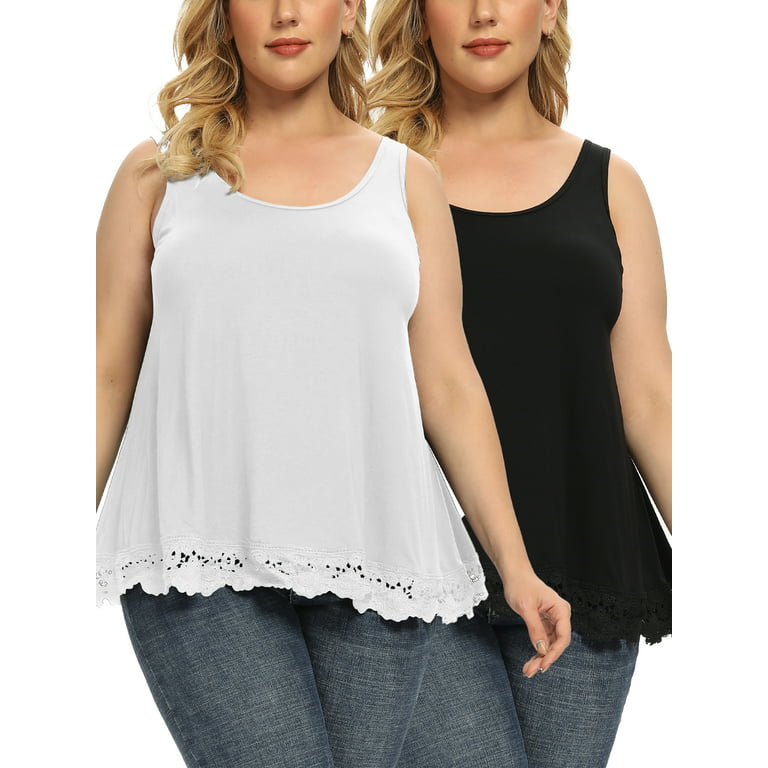 Plus Size Flowy Loose Camisole Built in Bra Sleeveless Adjustable